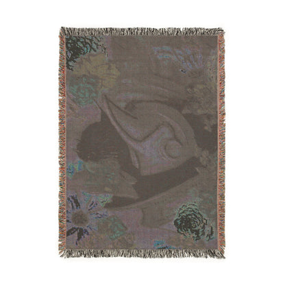 Gothic Raven & Doctor Woven Blanket — Halloween Death Mask Throw
