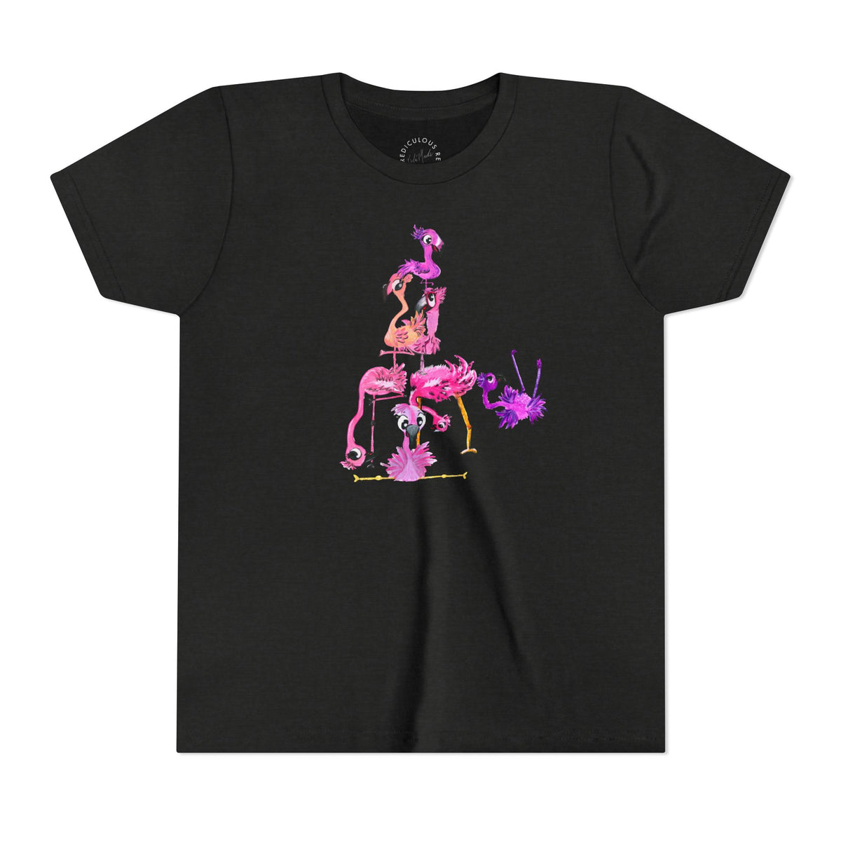 Youth Tee — Watercolor Pink Flamingo Stack Kids T-Shirt