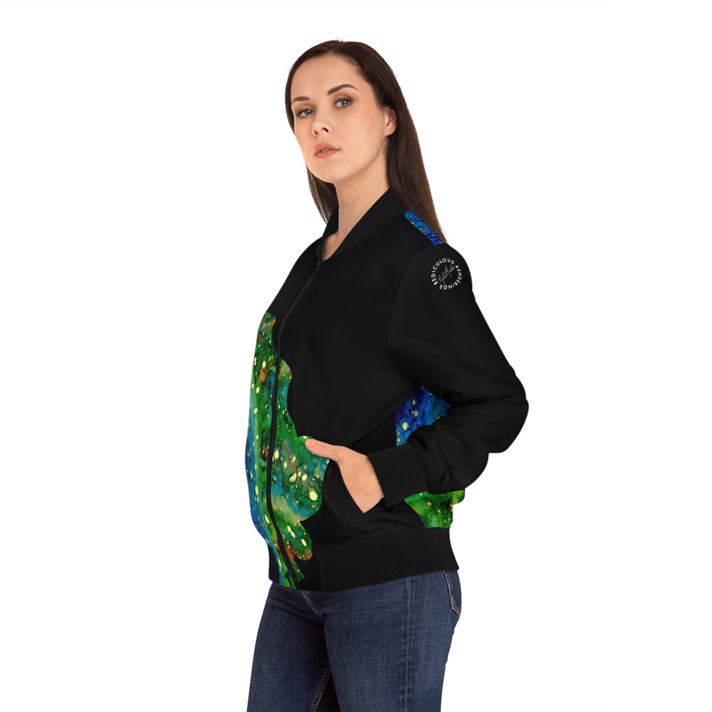 Blue Planet Galaxy Women's Bomber Jacket (AOP)