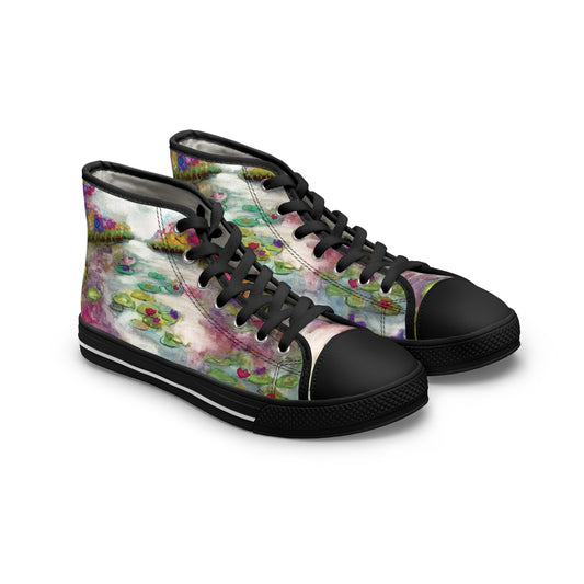 Women's High Top Sneakers — Watercolor Floral Abstract Print