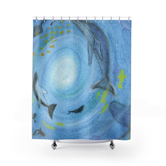 Under the Sea Shower Curtain for Home Bathroom with Durable One-Sided Print and Waterproof Polyester Material