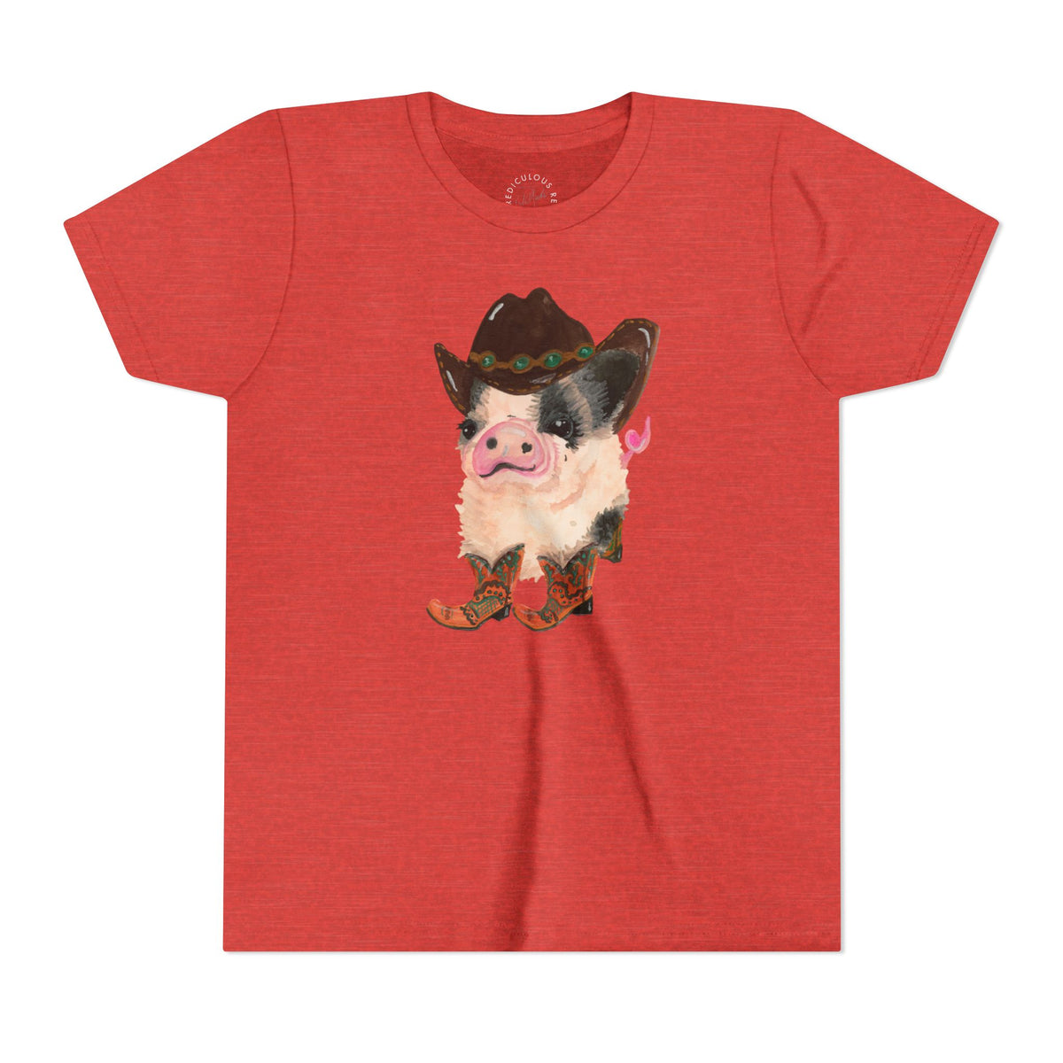 Cowboy Pig Kids Tee — Cute Western Pig in Cowboy Hat & Boots Youth T-Shirt