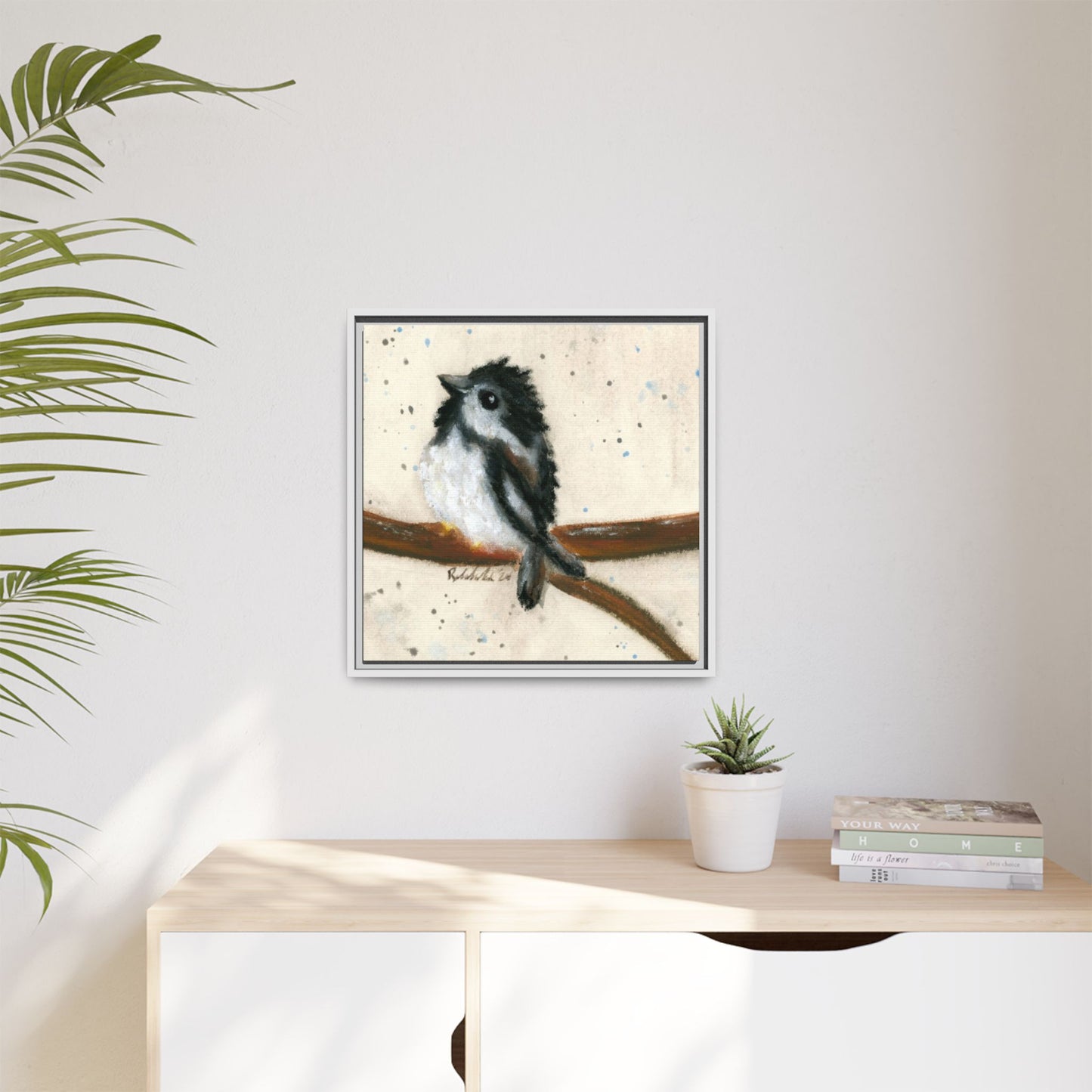 Black Finch Bird Framed Wall Art
