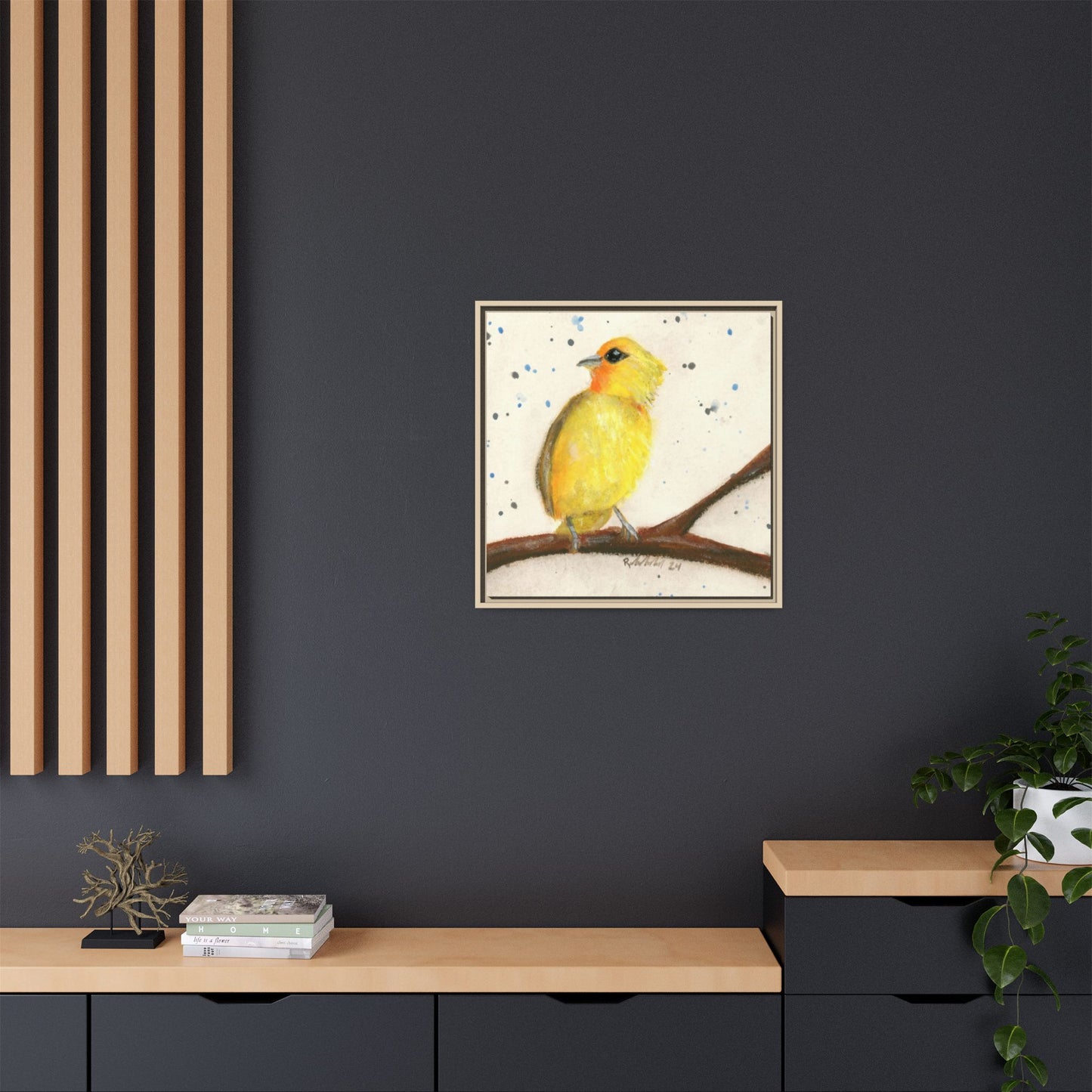 Yellow Canary Bird Framed Wall Art