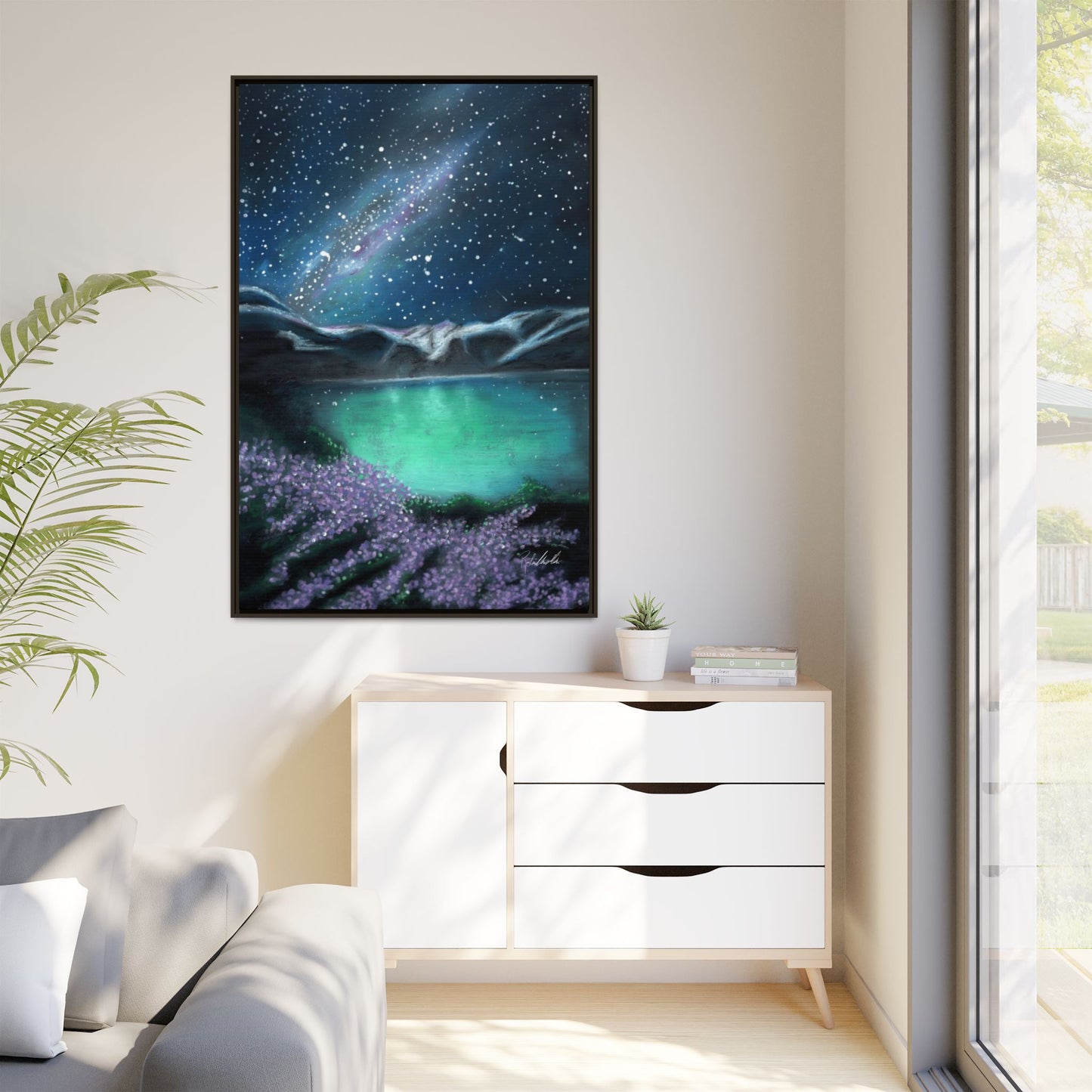 Night Sky over Spring Lake Framed Wall Art