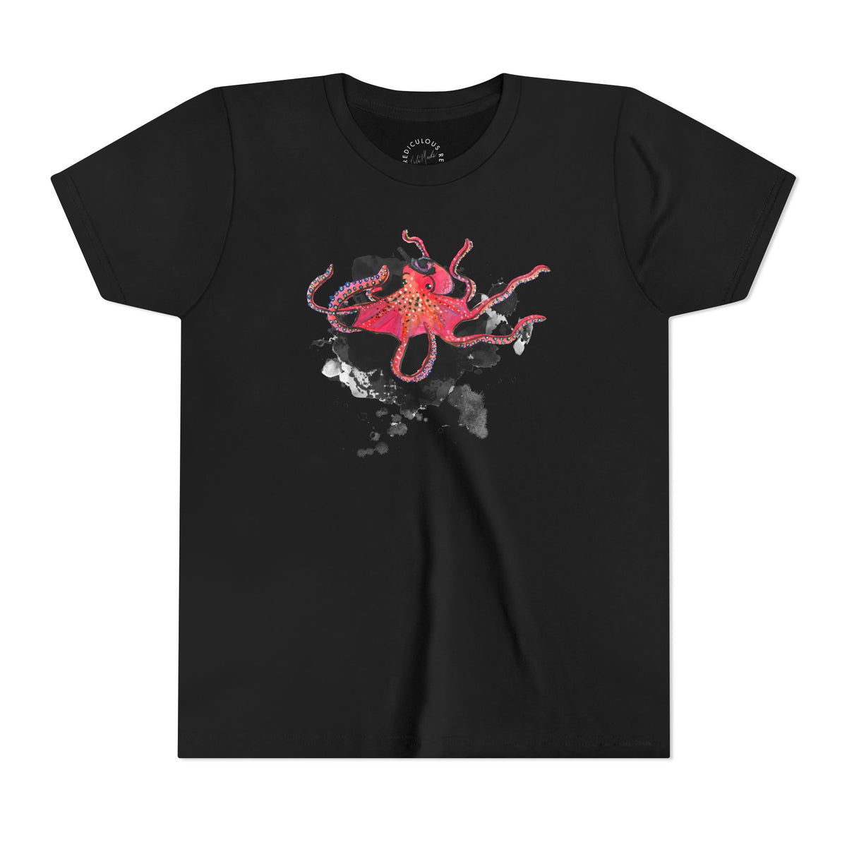 Youth Tee — Red Octopus Splash Graphic Shirt
