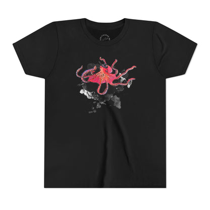 Youth Tee — Red Octopus Splash Graphic Shirt