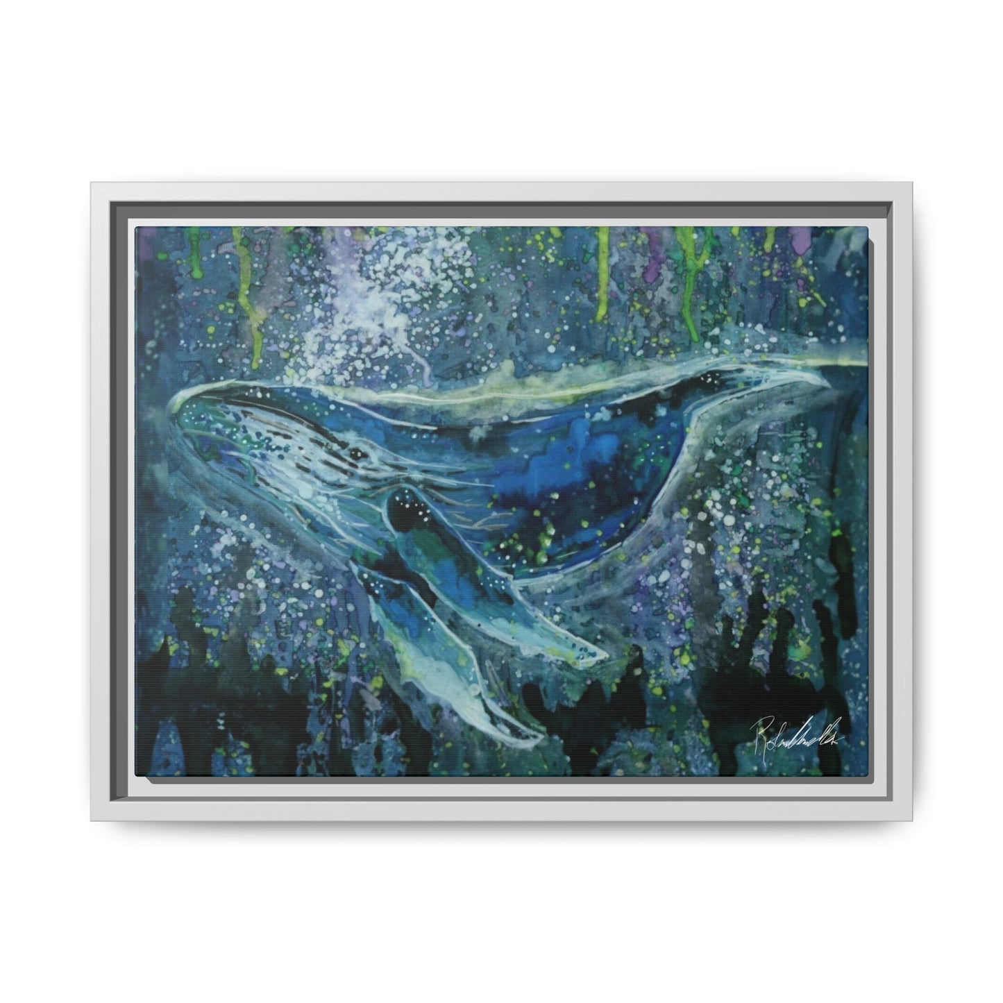 Watercolor Whale Framed Wall Art