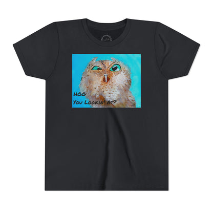 Youth Owl Tee "Hoo You Looking At?" - Cute Kids Graphic T-Shirt