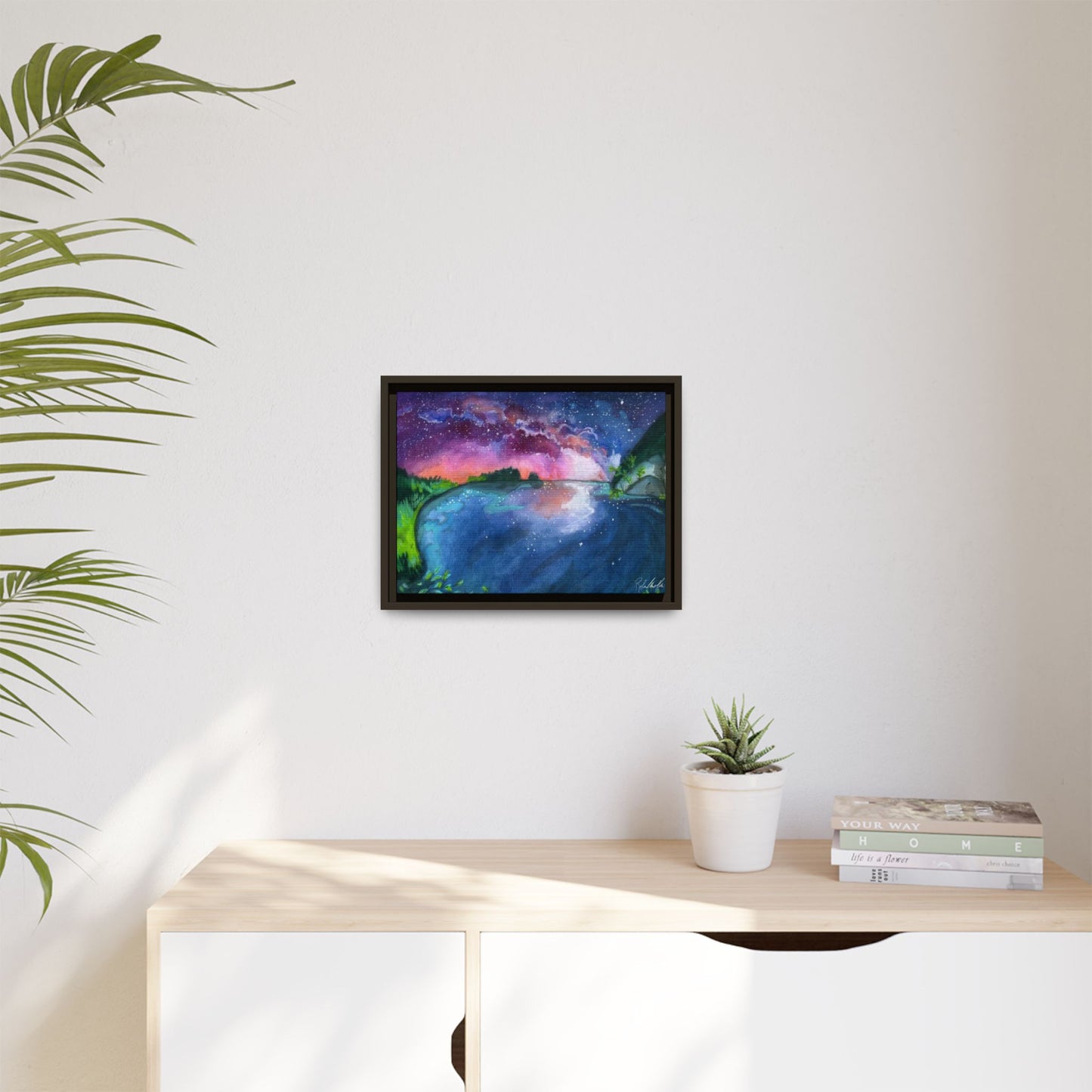 Watercolor Sunset Lake Framed Wall Art