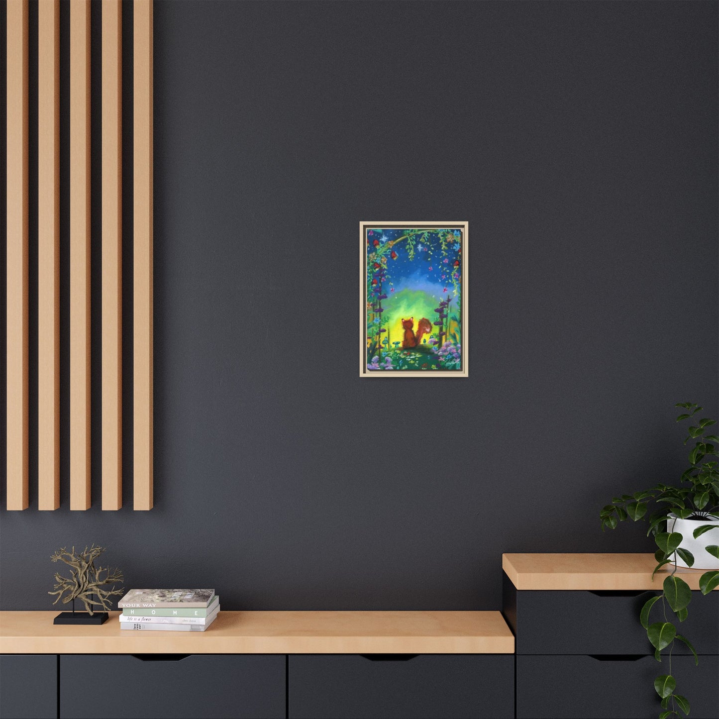 Fox Under Flowers Framed Wall Art