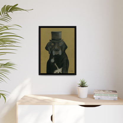 Black Lab Dog in Top Hat Framed Wall Art