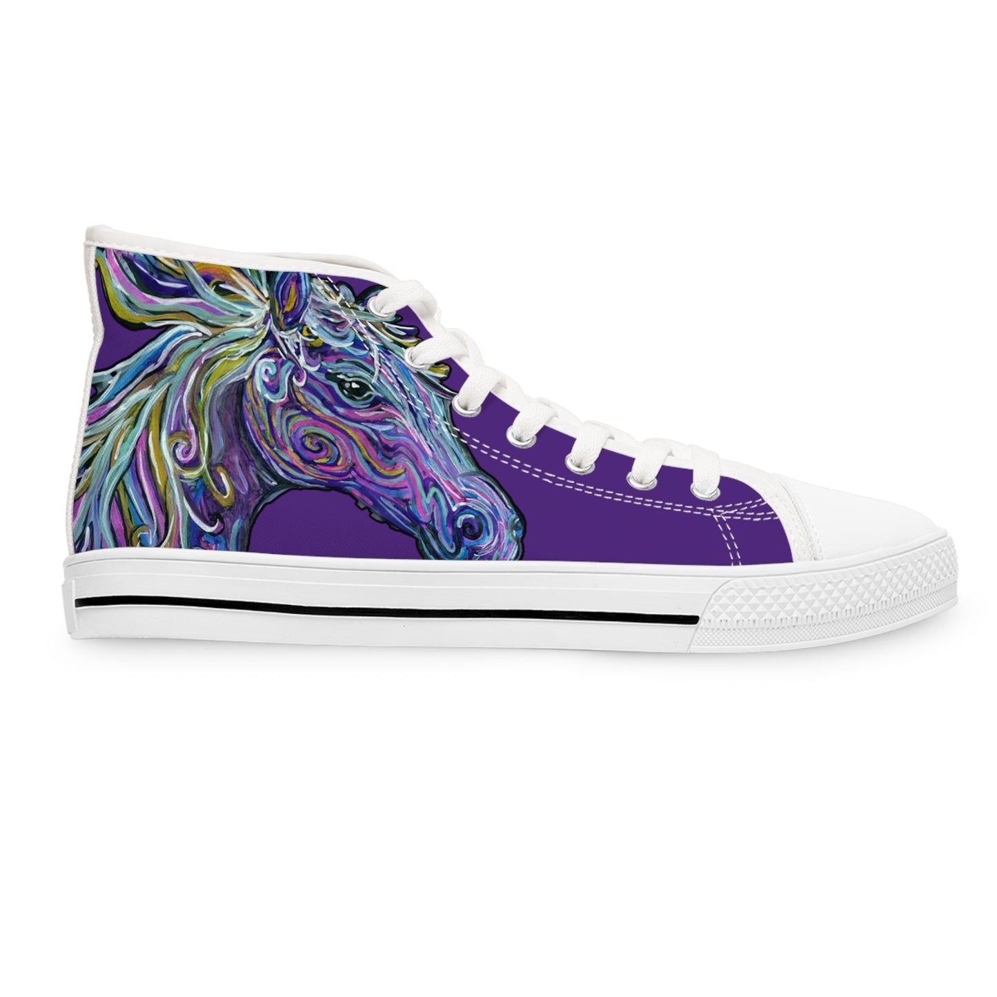 Purple Abstract Horse Unisex High Top Sneakers