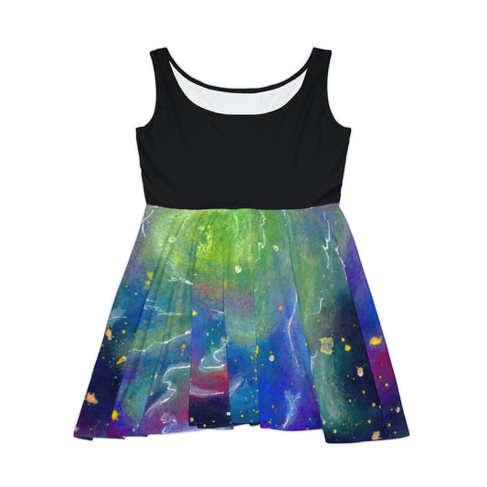 Rainbow Vortex Galaxy Women's Skater Dress (AOP)