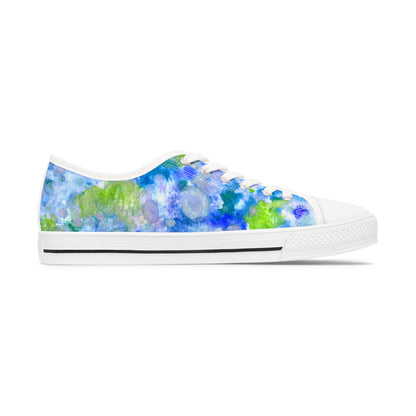 Floral Watercolor Low Top Sneakers — Blue Green Garden Print