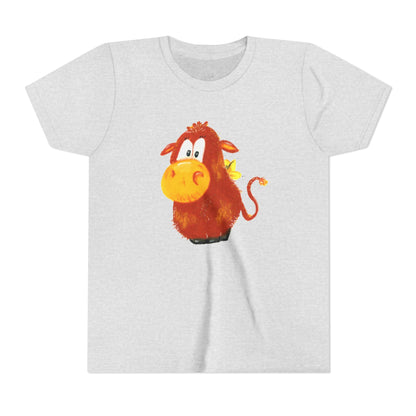 Cute Cartoon Cow Kids T-Shirt — Playful Red Cow Graphic Youth Tee