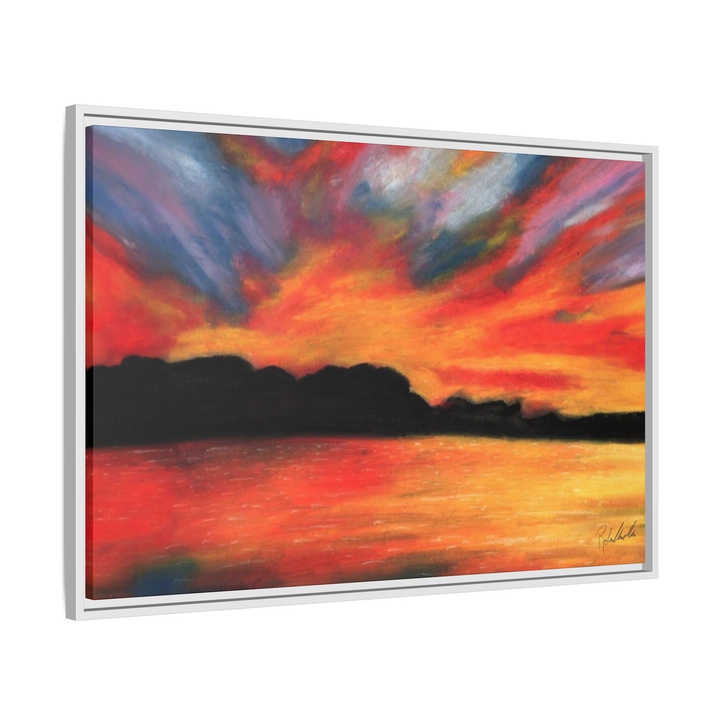 Sunset Over The Lake Framed Wall Art