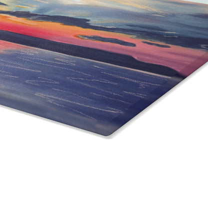 Glass Cutting Board — Sunset Seascape Tempered Glass Chopping Board