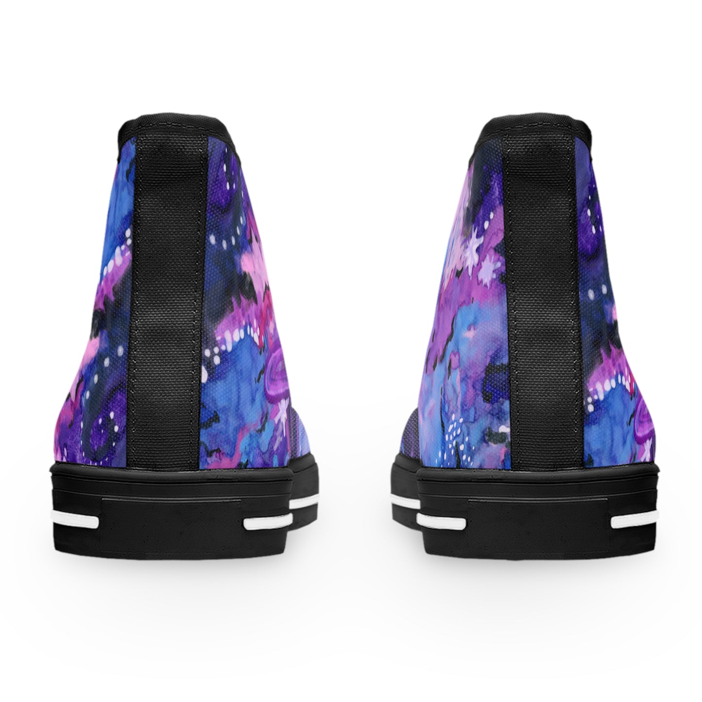Galaxy Watercolor High Top Sneakers — Purple Planet Cosmic Print for Women
