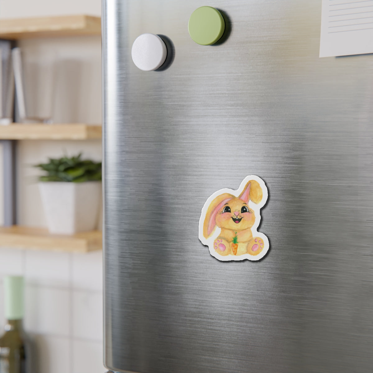 Bunny Die-Cut Magnets  Custom Shape, 5 Sizes, Vinyl Material for Outdoor Use, Flexible and Durable, Black Backing - Home Decor Refrigerator Magnets