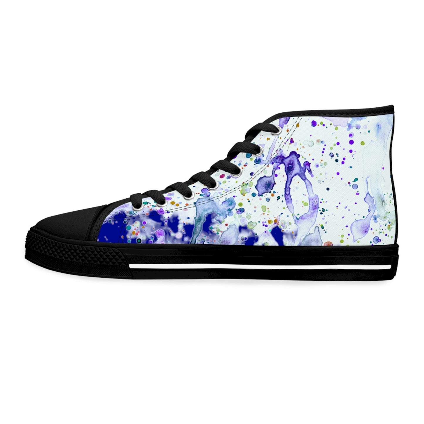 Blue Color Splash Unisex Classic High Top Sneakers Closed Toe Casual Walking Fashion Shoes