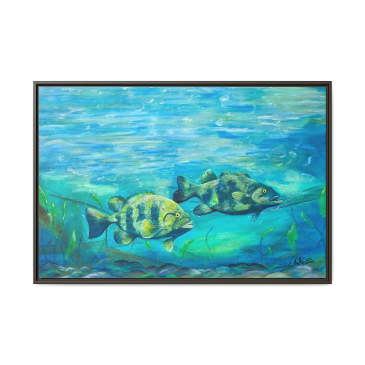 Framed Matte Canvas - Underwater Fish Scene
