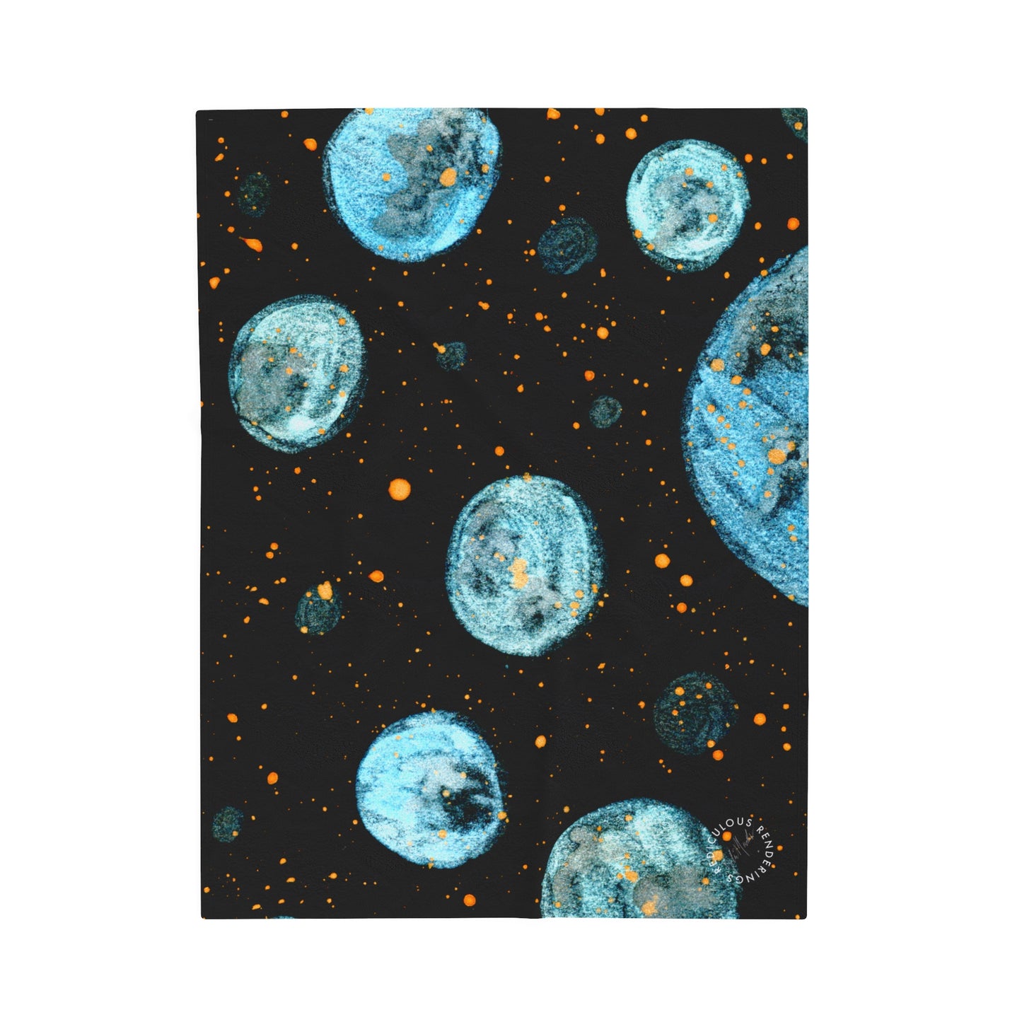 Little Blue Planets Galaxy Velveteen Plush Blanket