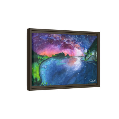 Watercolor Sunset Lake Framed Wall Art