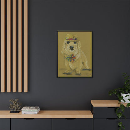 Weiner Dog in Hat Framed Wall Art