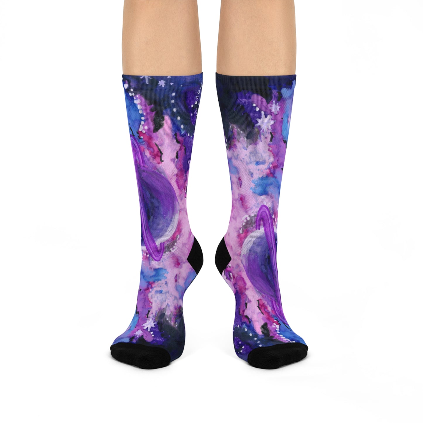 Purple Galaxy Cushioned Crew Socks