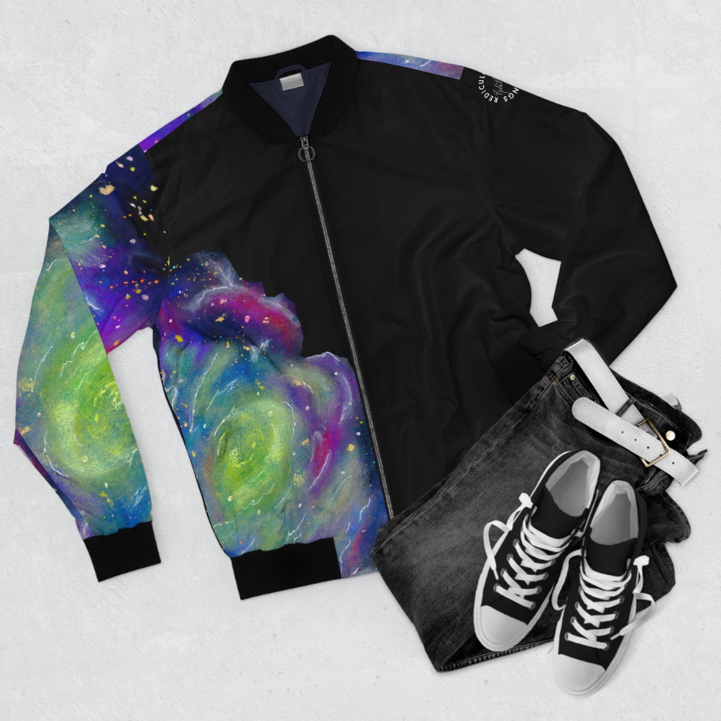 Rainbow Vortex Galaxy Men's Bomber Jacket (AOP)