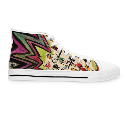 Women's High Top Sneakers — Colorful Retro Cool Beans Pattern Casual Shoes