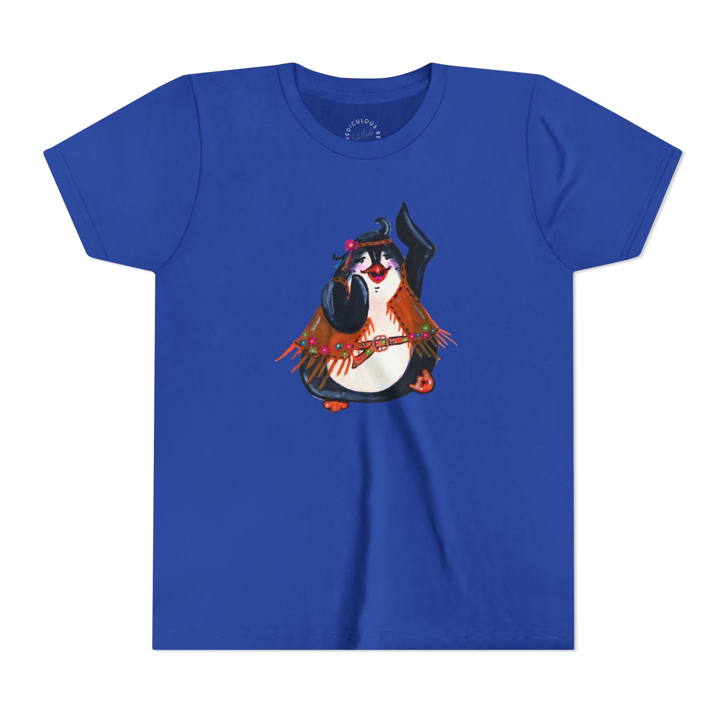 Kids Dancing Penguin Tee — Cute 60s Retro Penguin Graphic Youth T‑Shirt