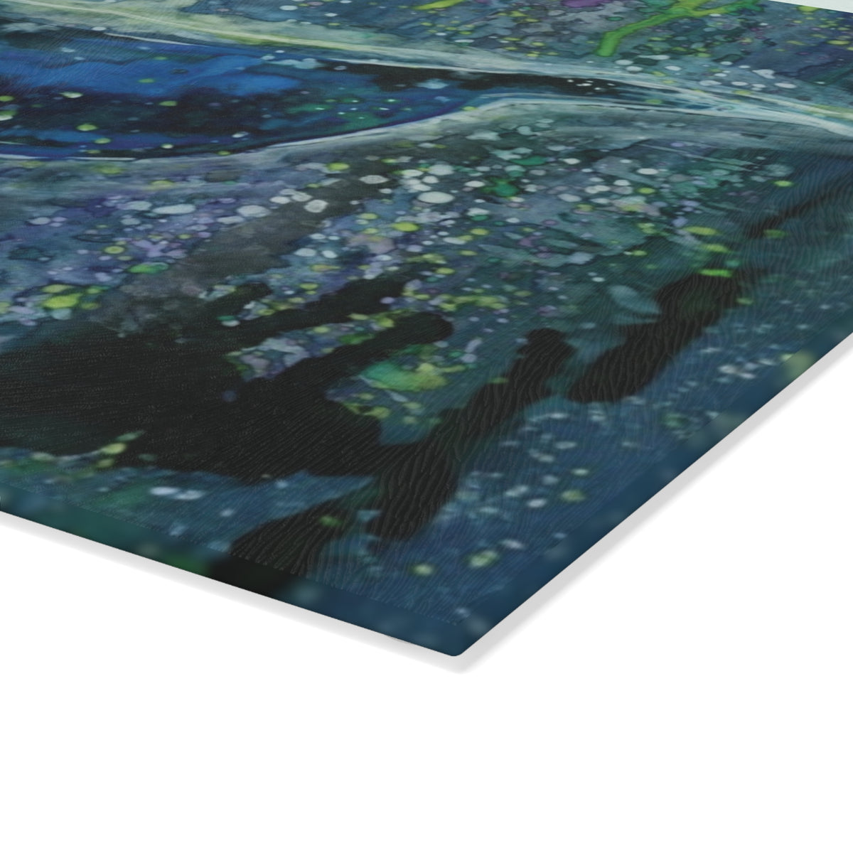 Whale Ocean Glass Cutting Board – Artistic Humpback Sea Life Kitchen Board