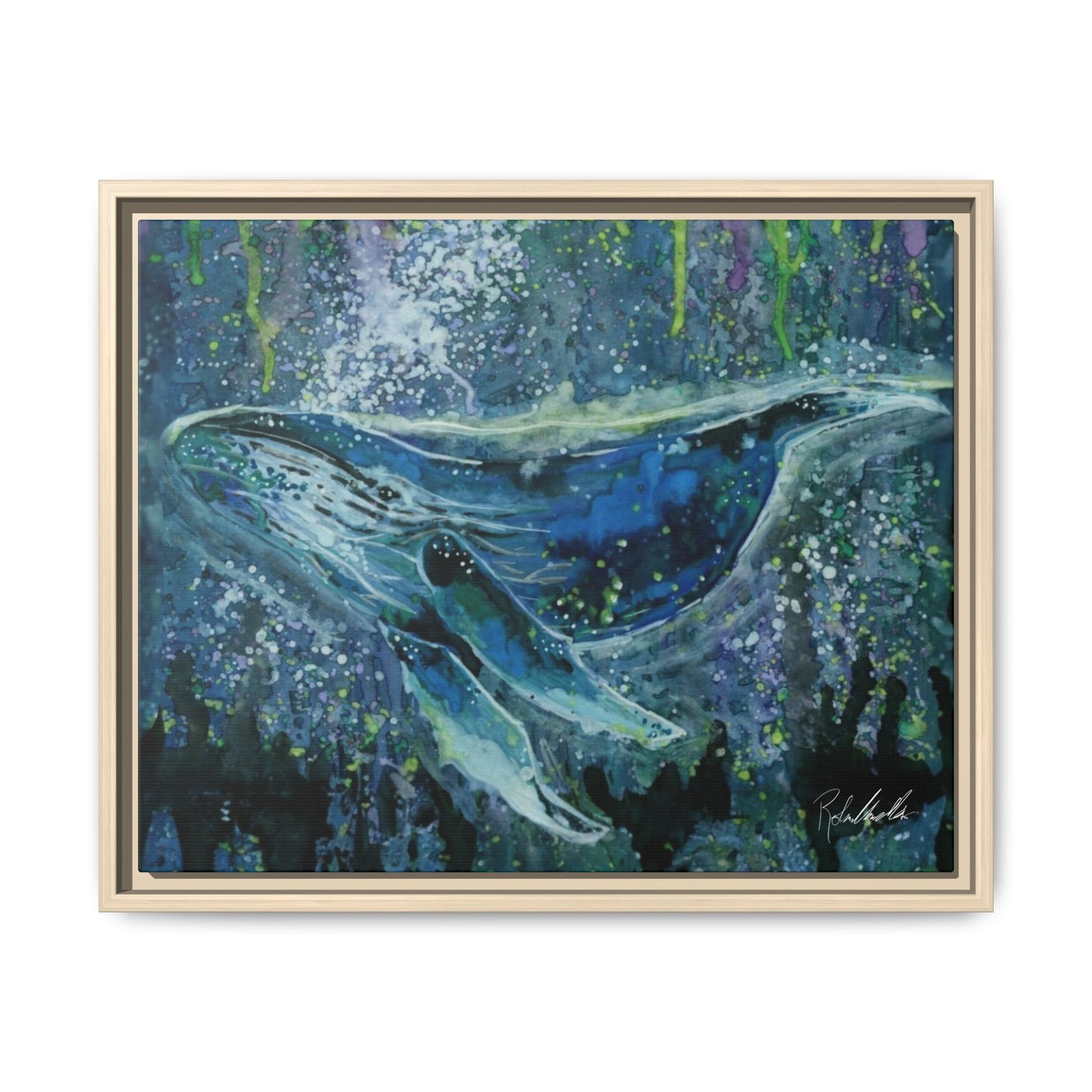 Watercolor Whale Framed Wall Art