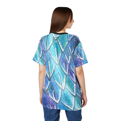 Blue Serpent All-Over Print Tee — Water Snake Face Design