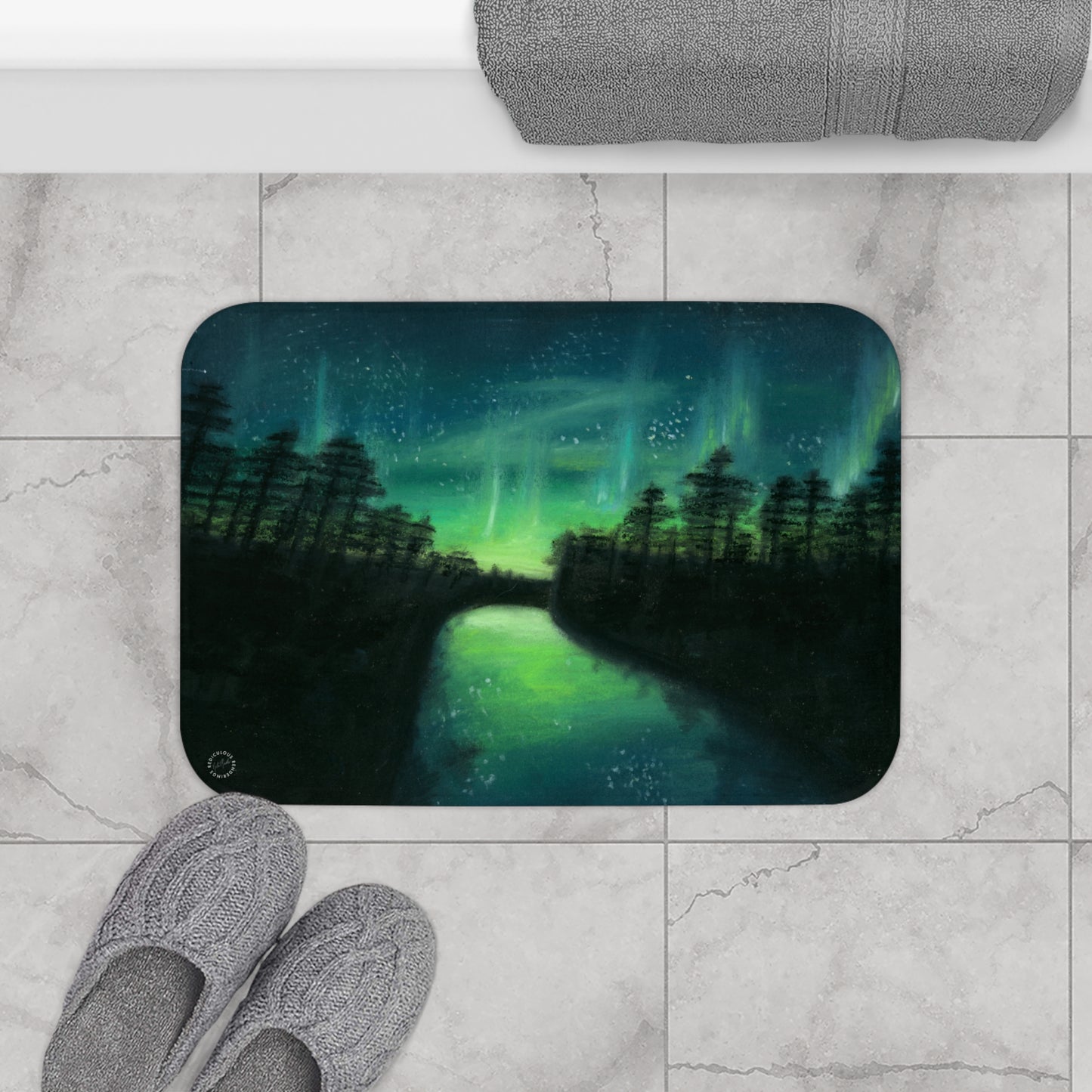 Aurora Borealis Night Sky Bath Mat