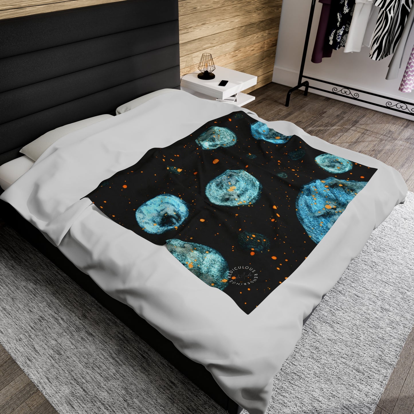 Little Blue Planets Galaxy Velveteen Plush Blanket