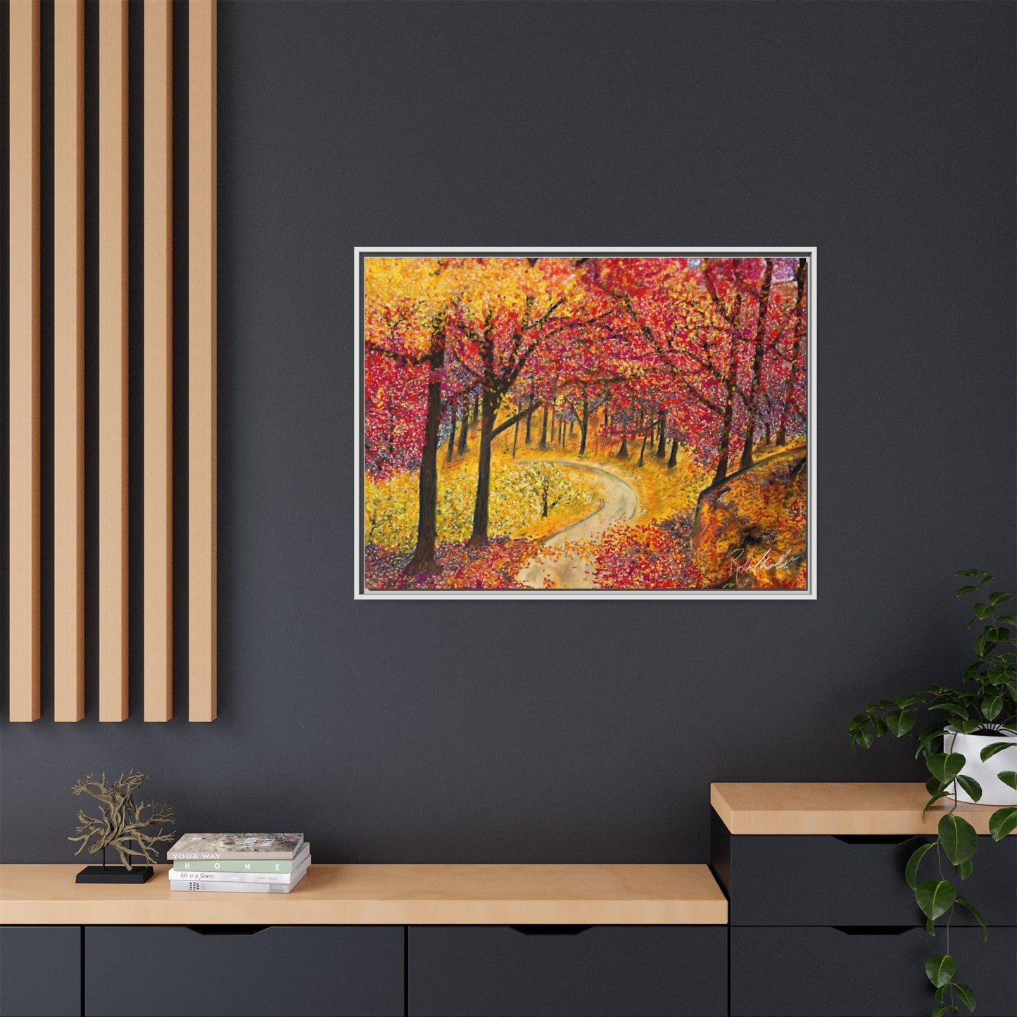Vibrant Fall Forest Framed Wall Art