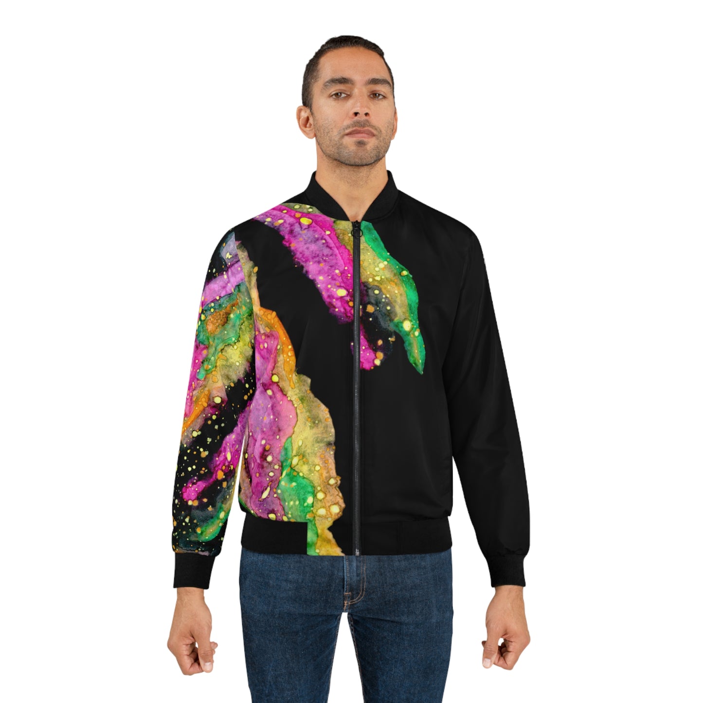 Neon Galaxy Men's Bomber Jacket (AOP)