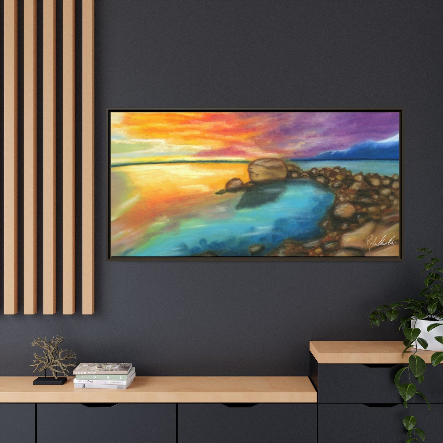Sunset Ocean Beach Framed Wall Art