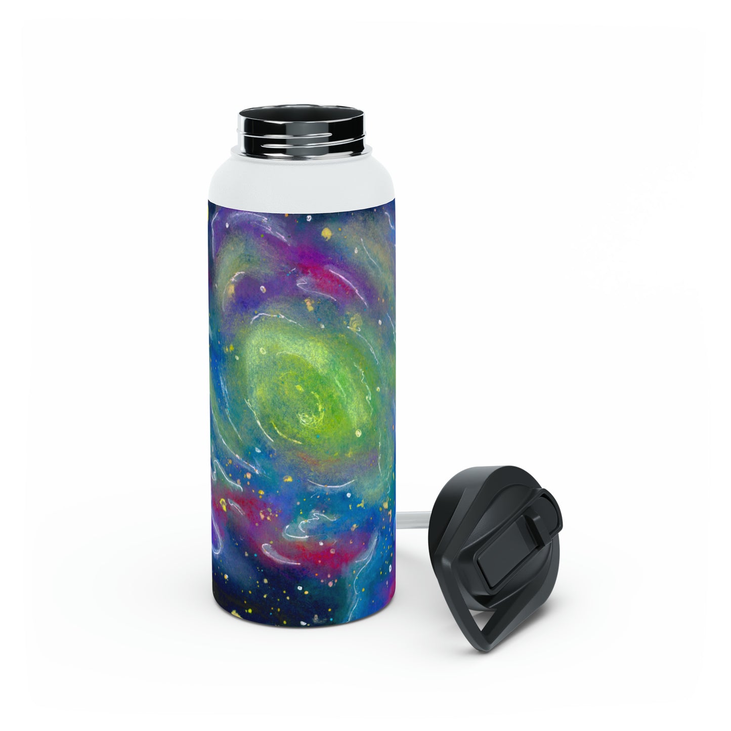 Rainbow Vortex Galaxy Stainless Steel Water Bottle, Standard Lid