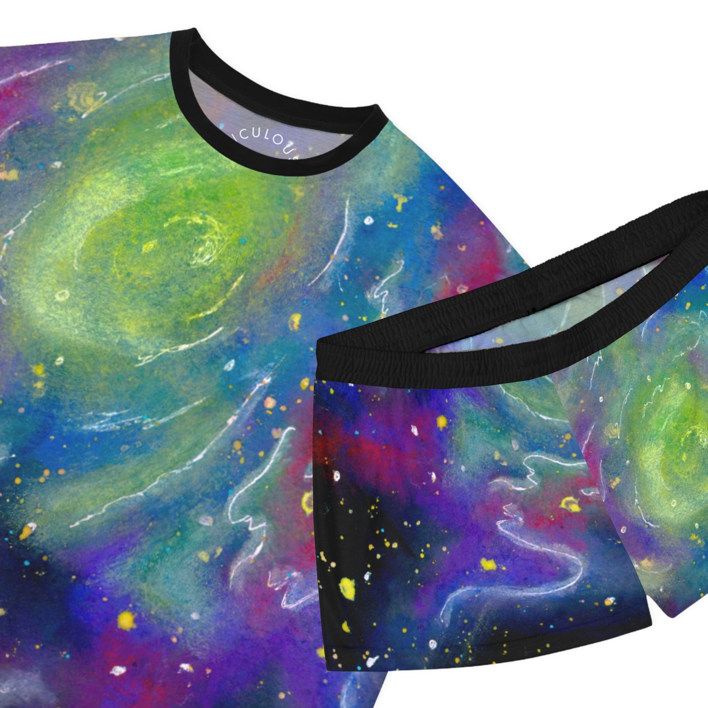 Galaxy Watercolor Women's Short Pajama Set – Colorful Nebula AOP Sleepwear