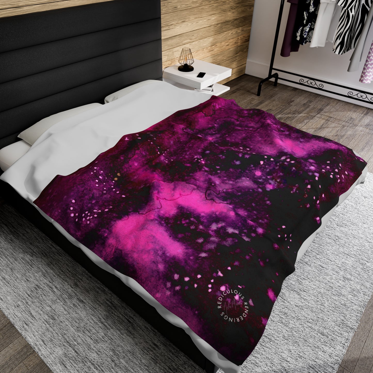 Rose Colored Galaxy Velveteen Plush Blanket