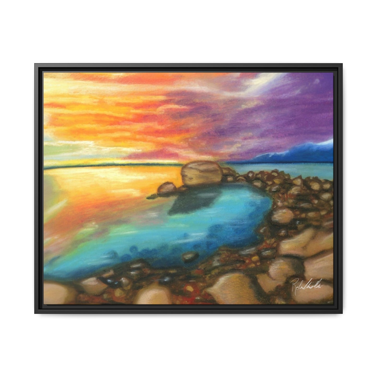 Sunset Ocean Beach Framed Wall Art