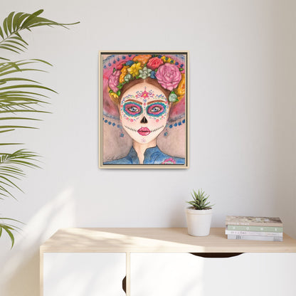 Day of the Dead Skull Woman Framed Wall Art