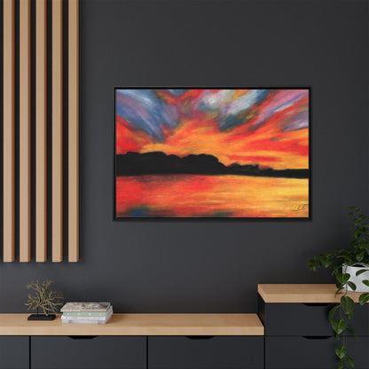 Sunset Over The Lake Framed Wall Art