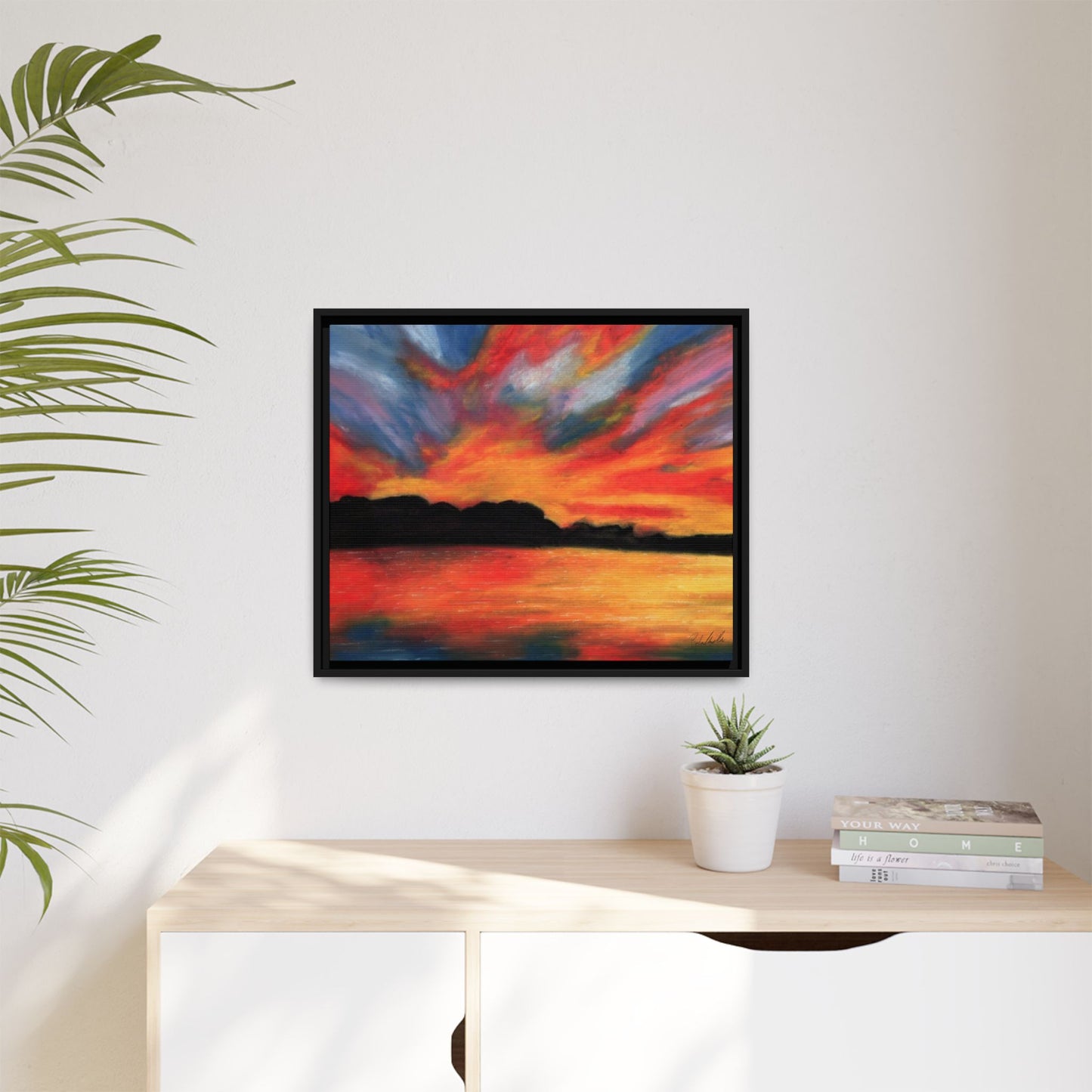 Sunset Over The Lake Framed Wall Art