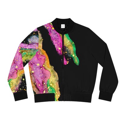 Abstract Watercolor Bomber Jacket — Vibrant Galaxy Paint Splatter AOP