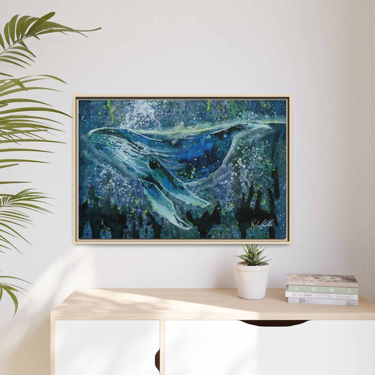 Watercolor Whale Framed Wall Art